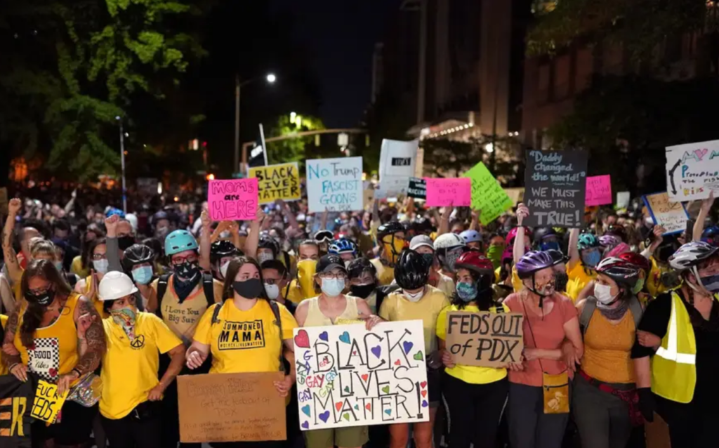 Protesting moms in Portland, OR